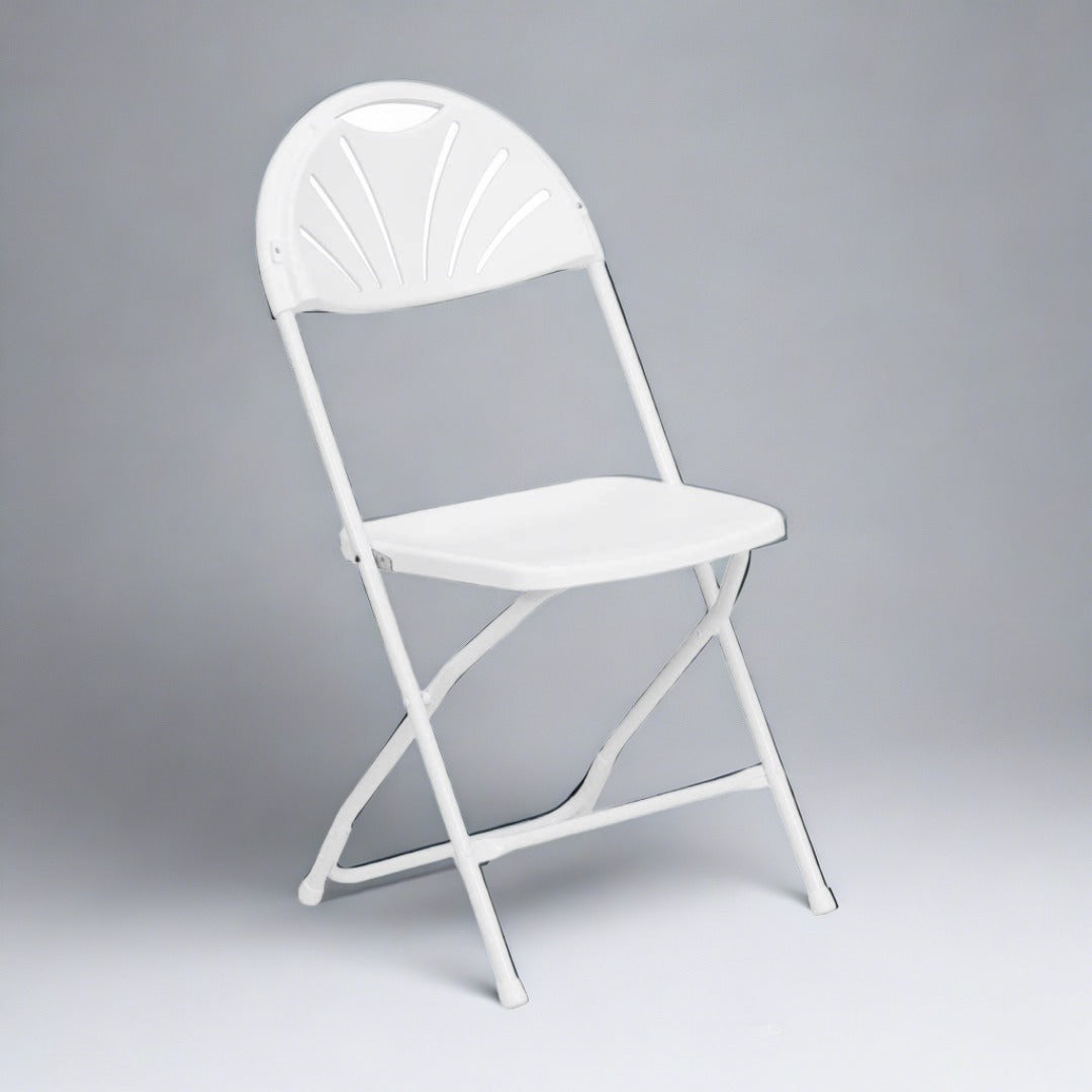 White  Fan-back plastic folding chair