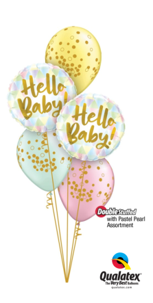 Baby Balloon Bouquet Hello Baby Two Mylar Three Latex